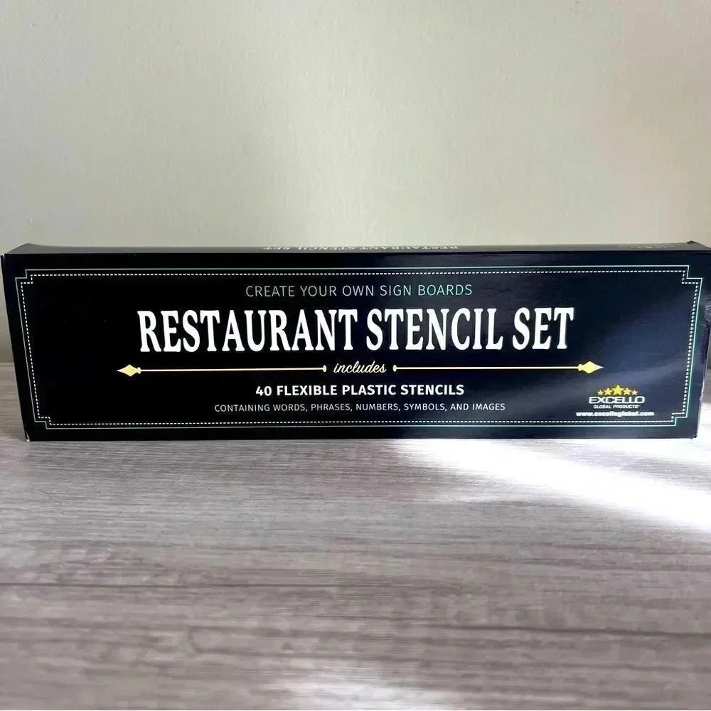Restaurant Stencil Set Excello Global Includes 40 Flexible Plastic Stencils
